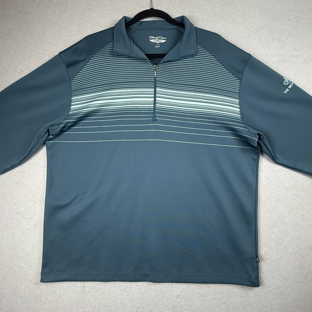 Straight Down Men's L Blue 1/4 Zip Mock Neck Golf Pullover Long Sleeve